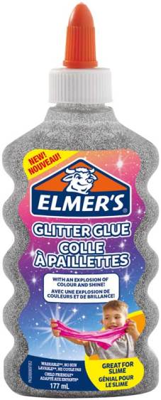 Vloeibare lijm "Glitter" 177ml, ideaal voor slijm - Zilver